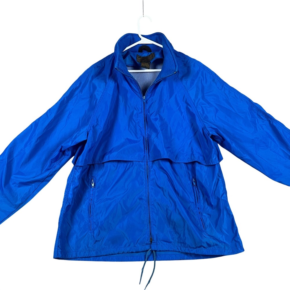 Vintage Eddie Bauer Vented Mens L Packable Full Zip Hooded Nylon Rain Jacket